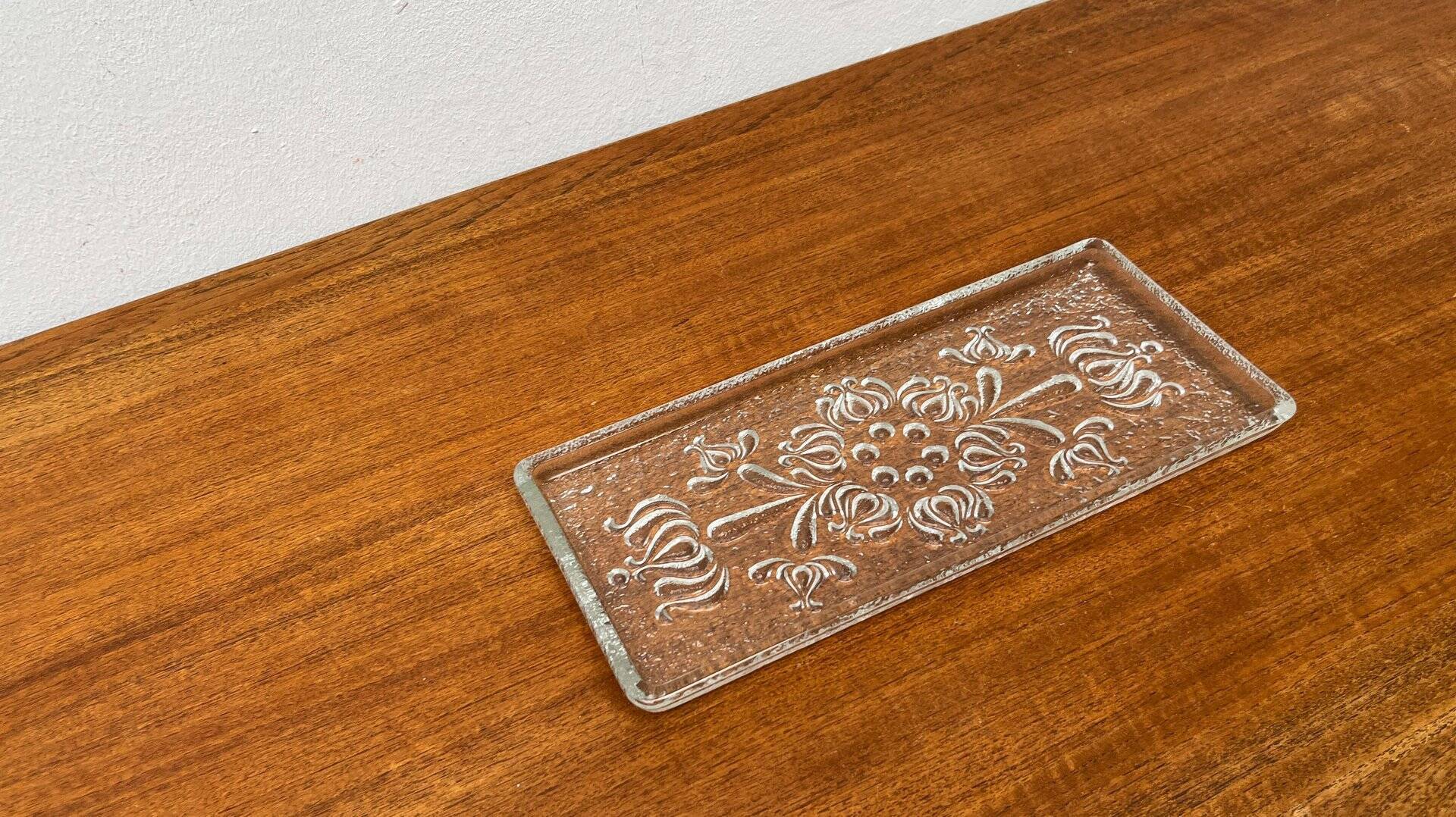 Vintage German floral glass cake plate by Walther Glas, 1970s.