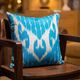 Silk Ikat Pillow Cover, Vertical Stripe Medallion Cushion 16x16