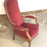 Voltaire red velvet armchair