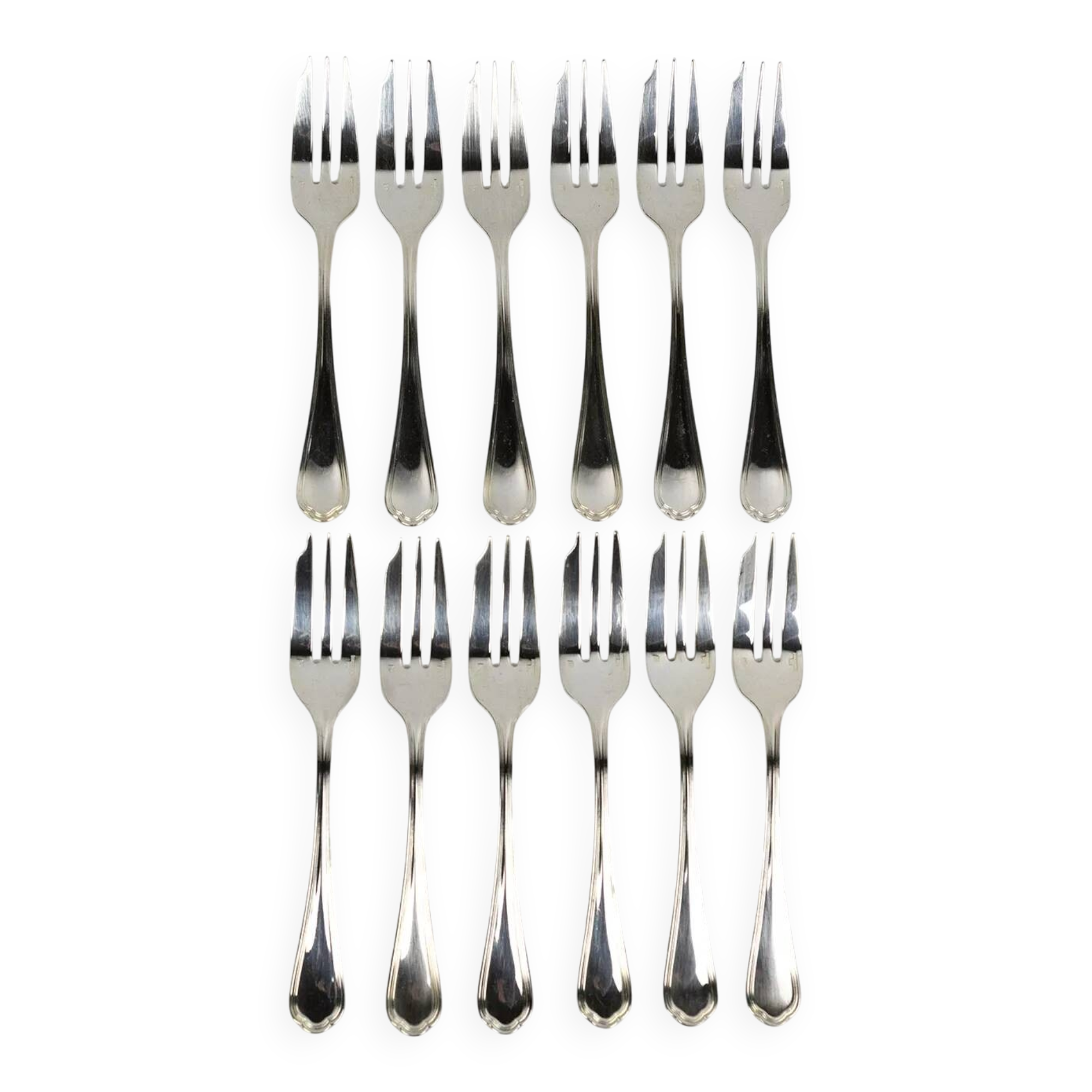 Christofle – 12 dessert forks, Spatours pattern with antique case