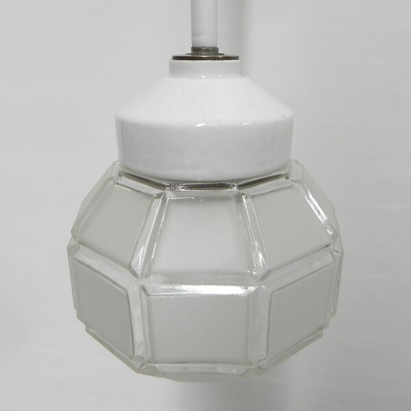 Lampe suspendue art déco avec abat-jour octogonal en verre dépoli