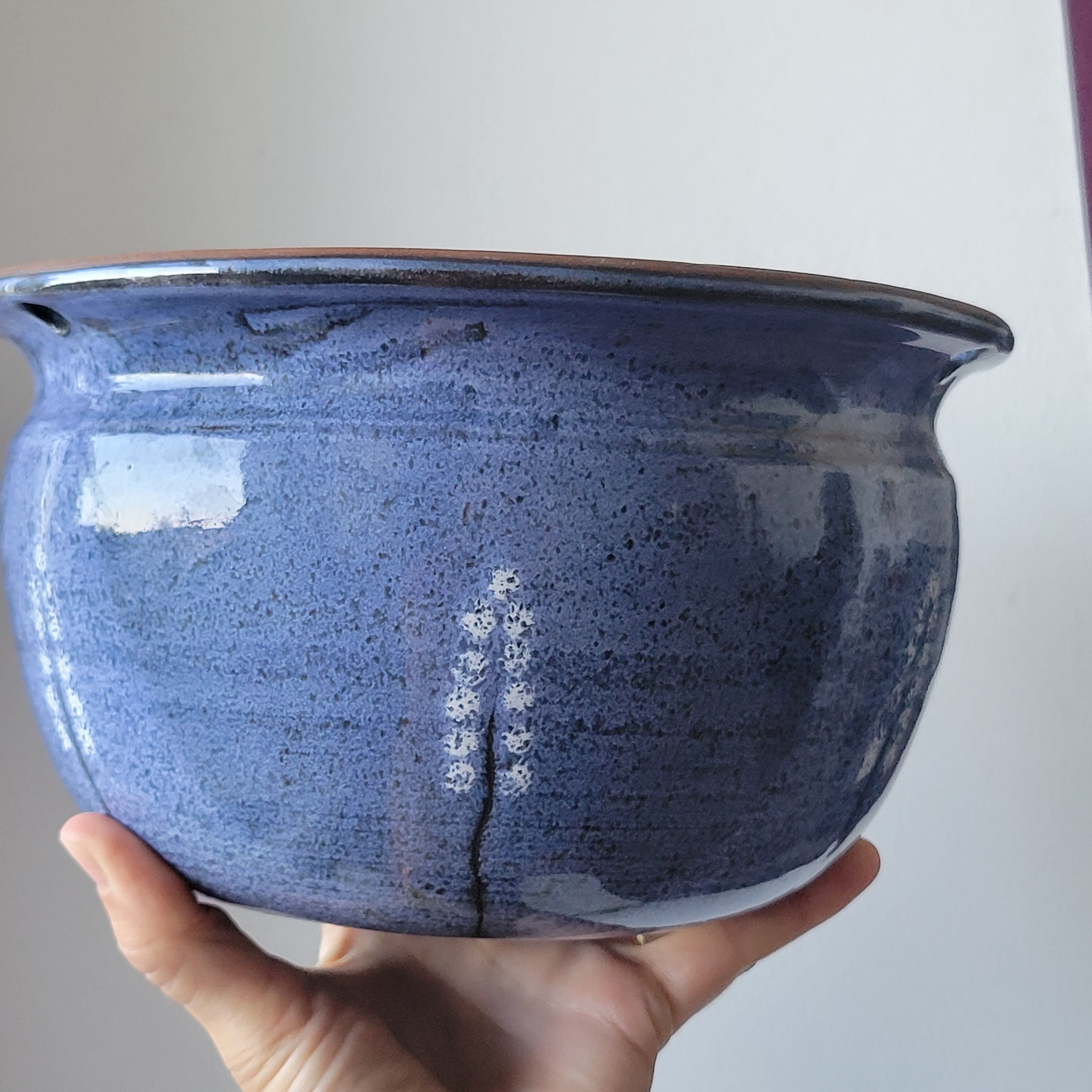 Pot cache pot to hang in terracotta or blue enamelled sandstone