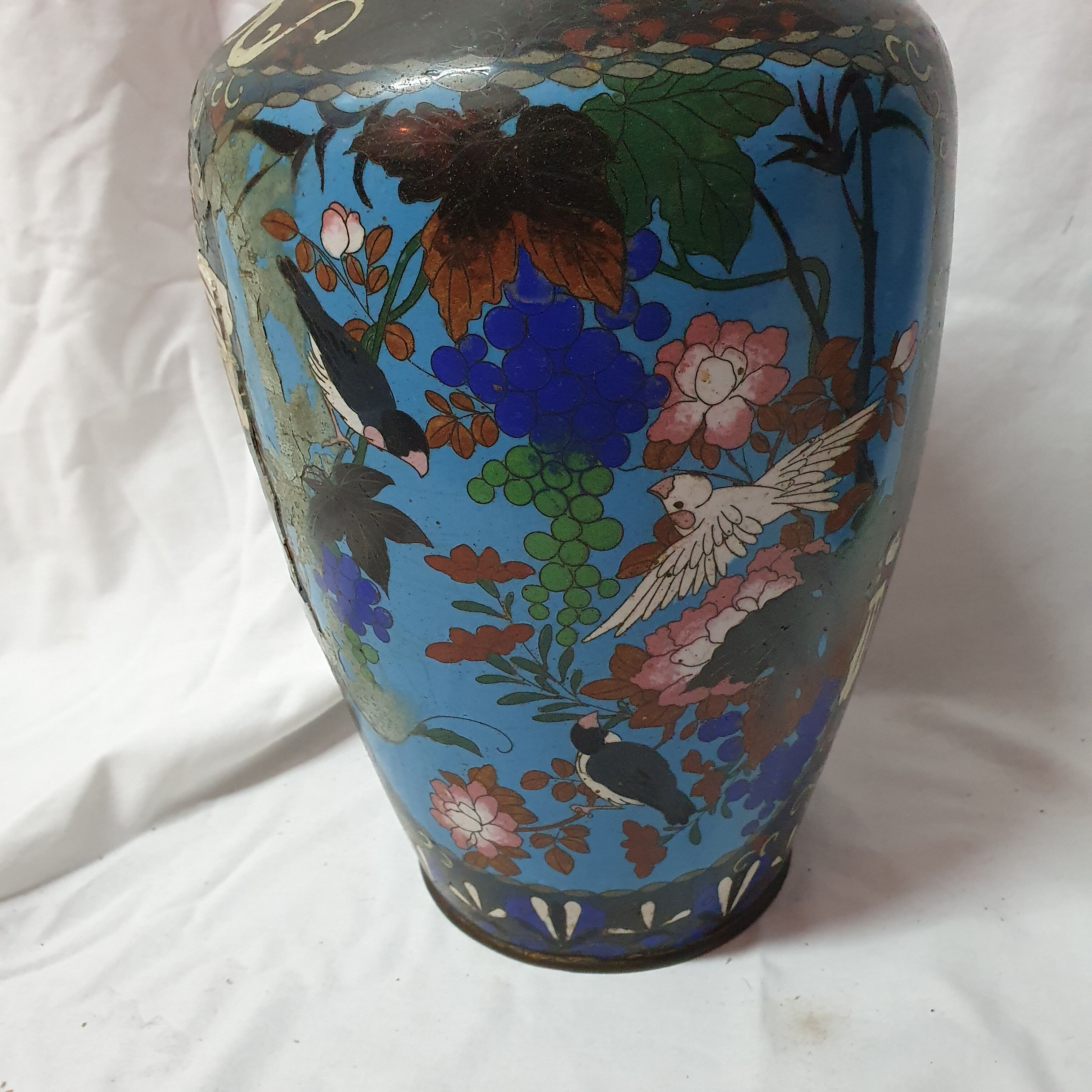 Paire de vases Chine 19ème cloisonnés