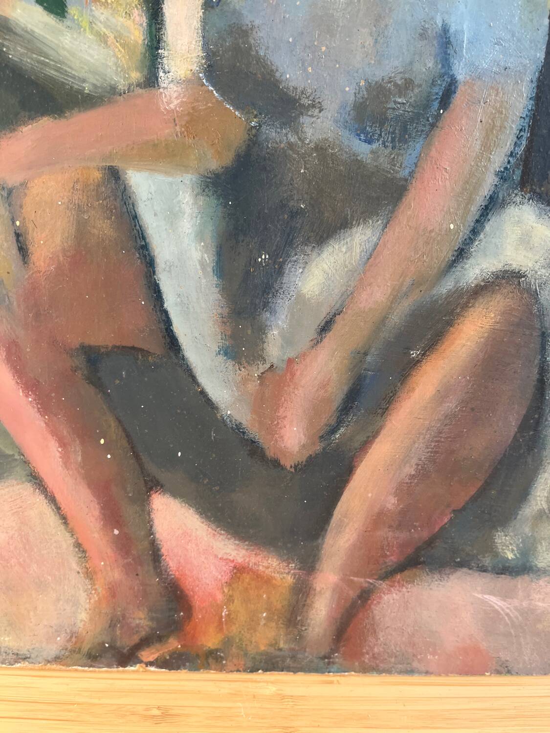 Oil on wood panel, Woman seated