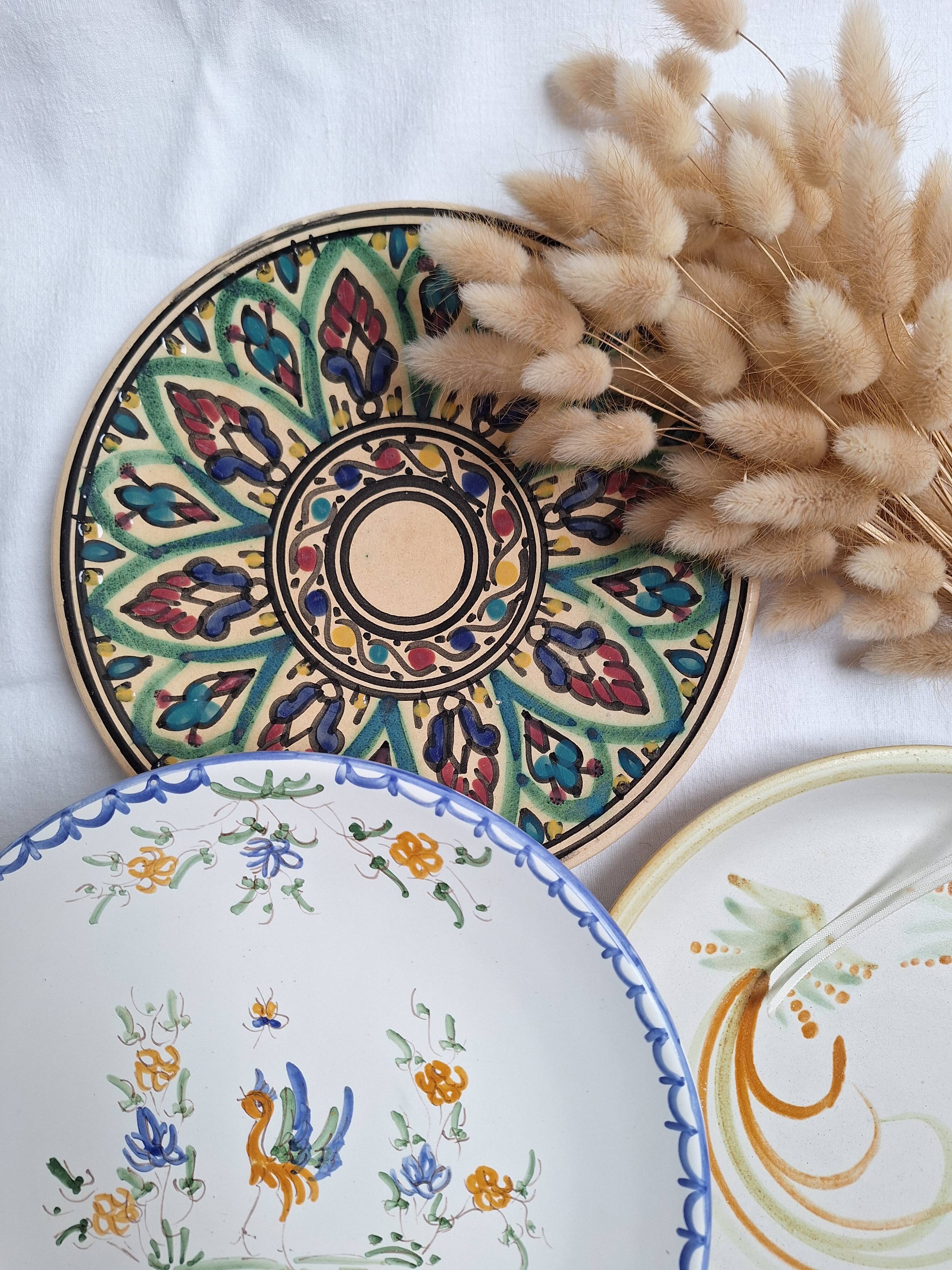 Henriot flat plates, hand-painted