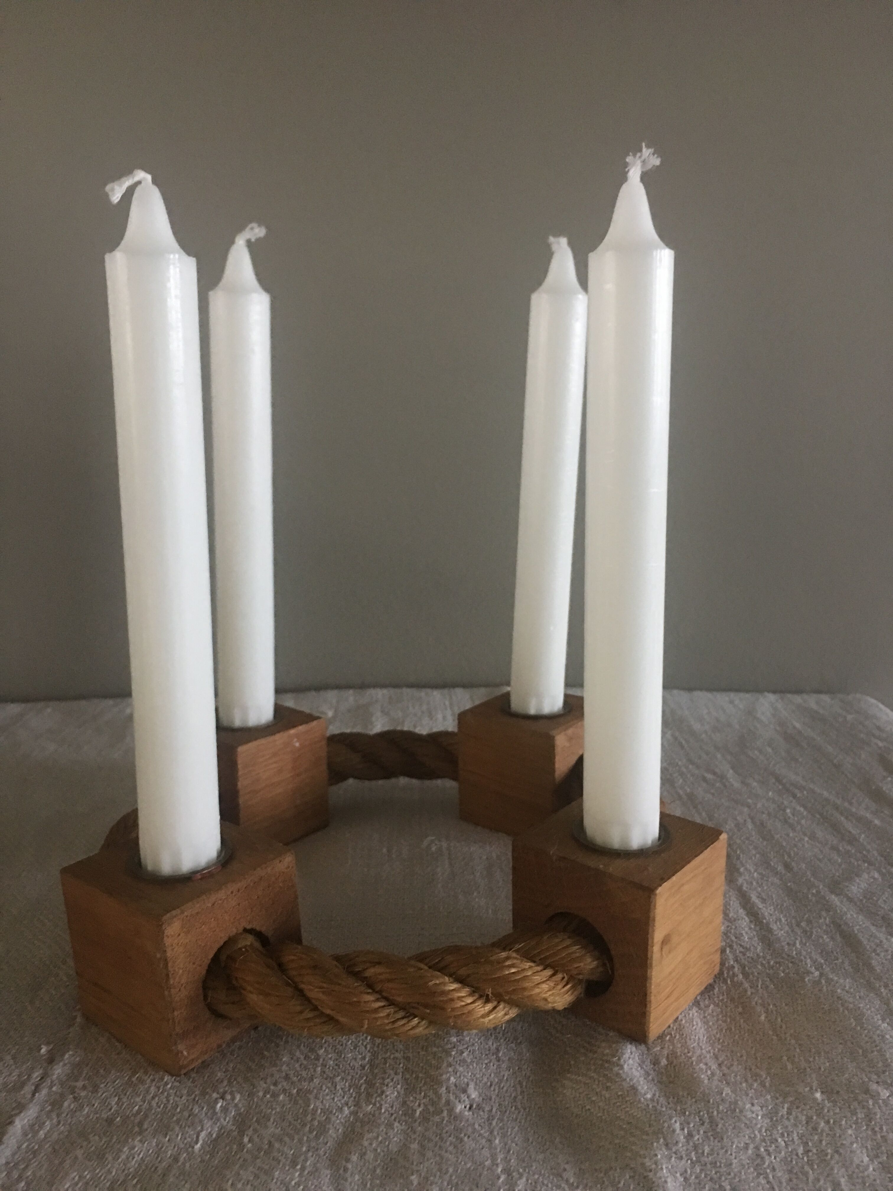 Vintage candlestick rope and wood