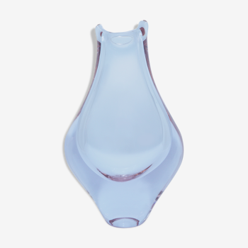 Vase en verre bleu vintage par Miroslav Klinger