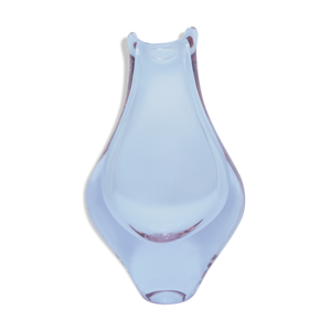vase en verre bleu vintage
