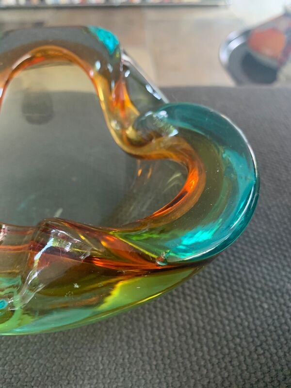 Cendrier en verre de Murano forme trèfle