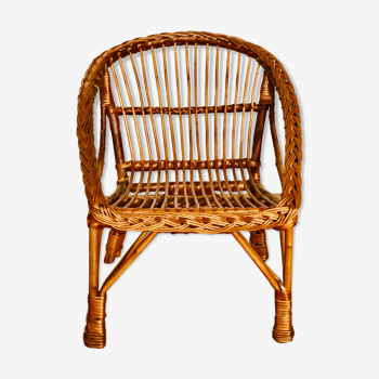 Children's chair in rattan and braided wicker
