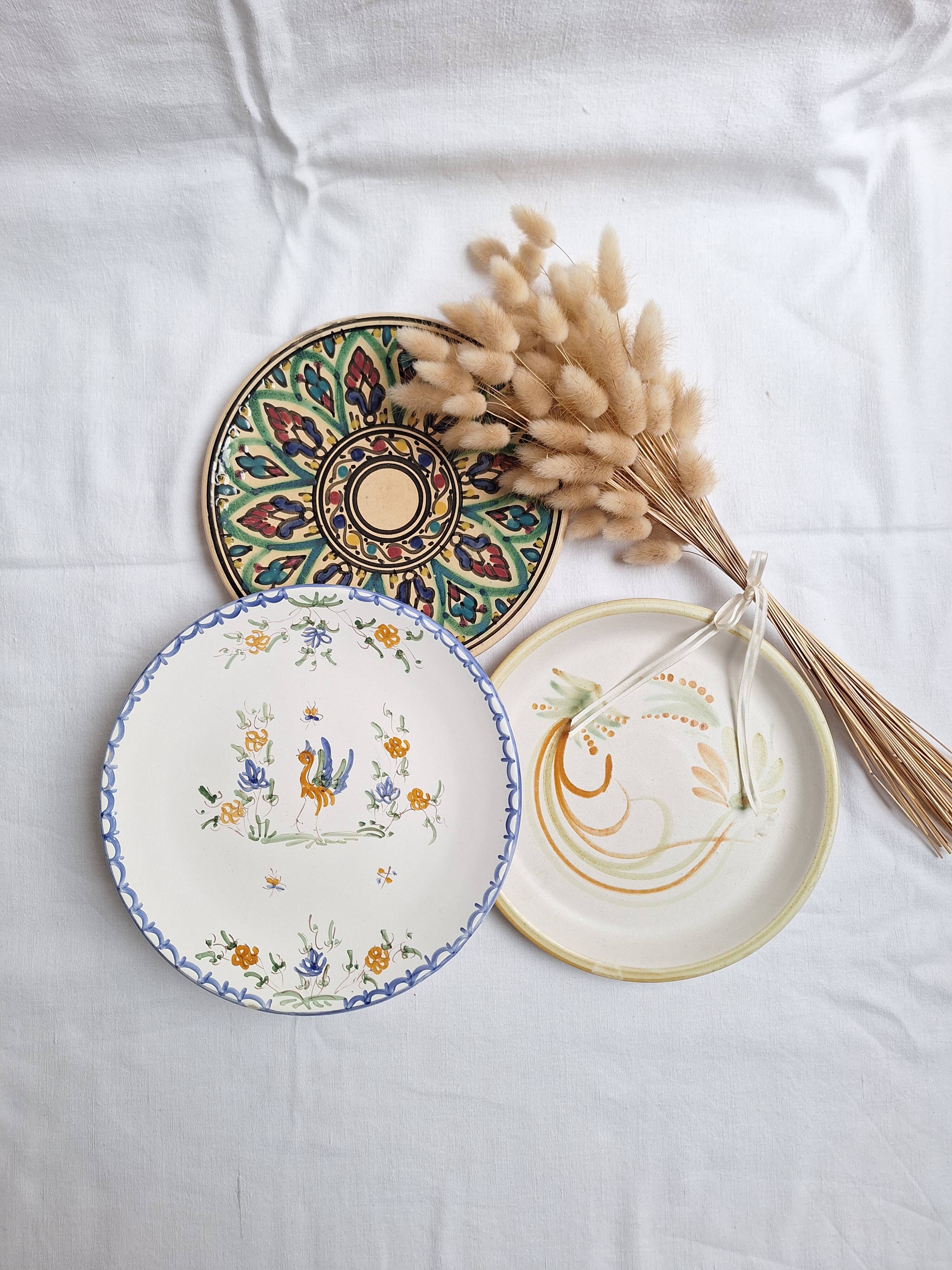 Henriot flat plates, hand-painted