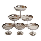 Ice cream cups on foot, Jean Couzon, in 18/10 stainless steel, with spoons