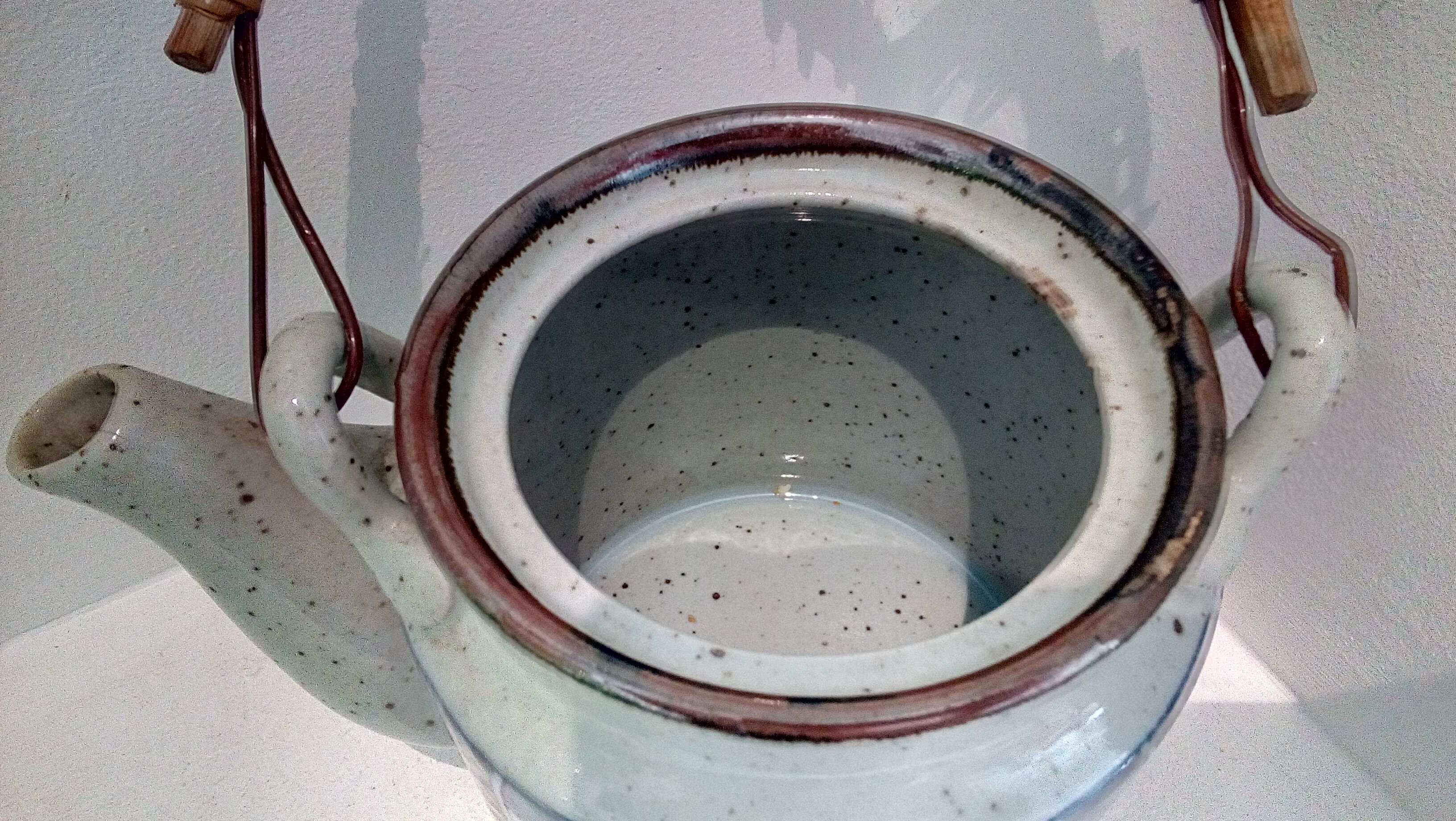 Enamelled stoneware teapot