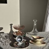 Old pink earthenware saucier Badonviller model Jasmin