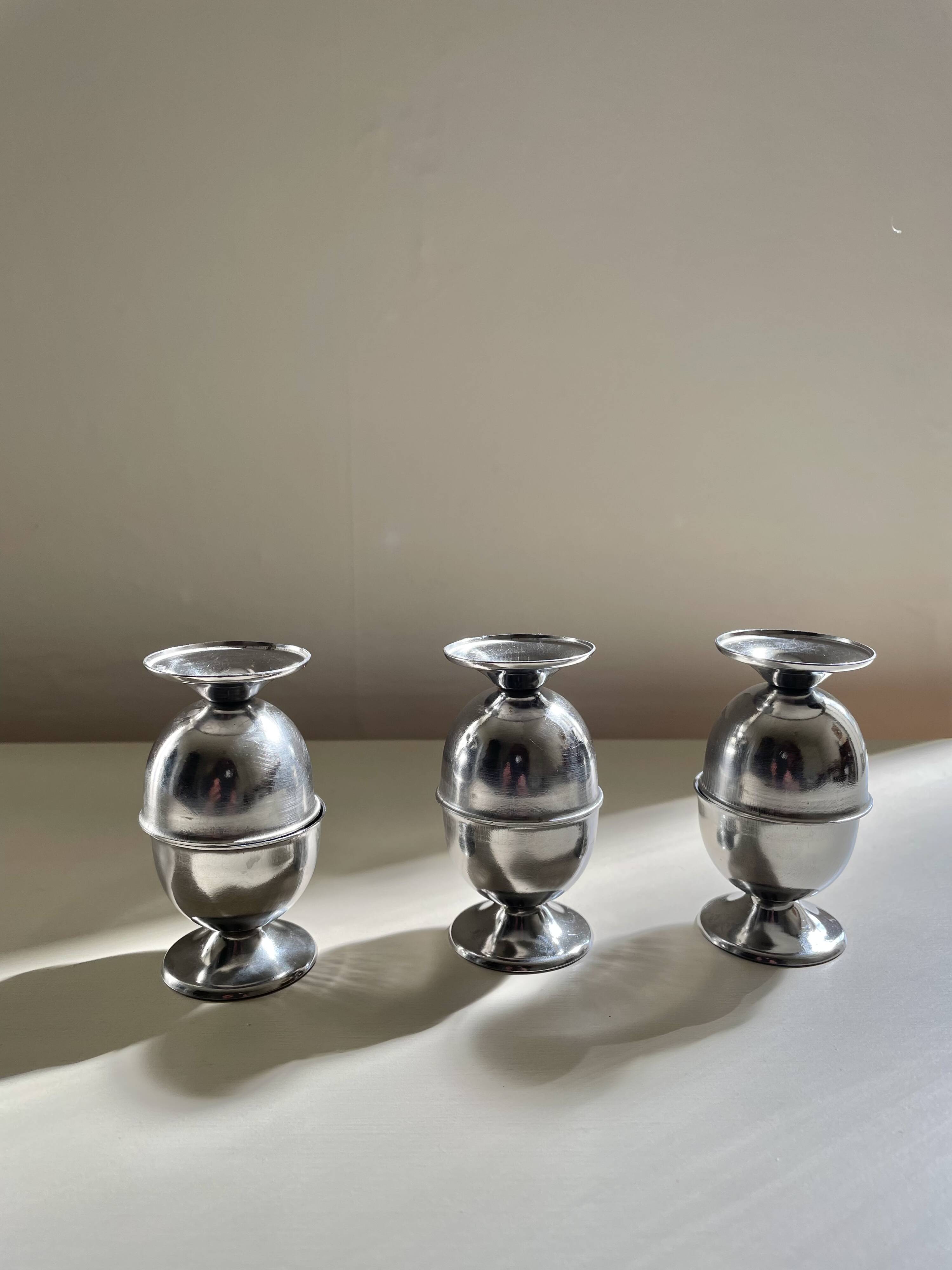 Vintage stainless steel egg cups