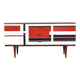 Mid-Century Walnut Sideboard with Hand-Painted Pattern, 1960s.