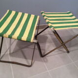 Lot vintage metal foldable stools