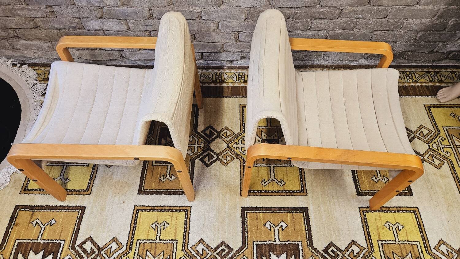 Paire de fauteuil bois courbé 1970 vintage