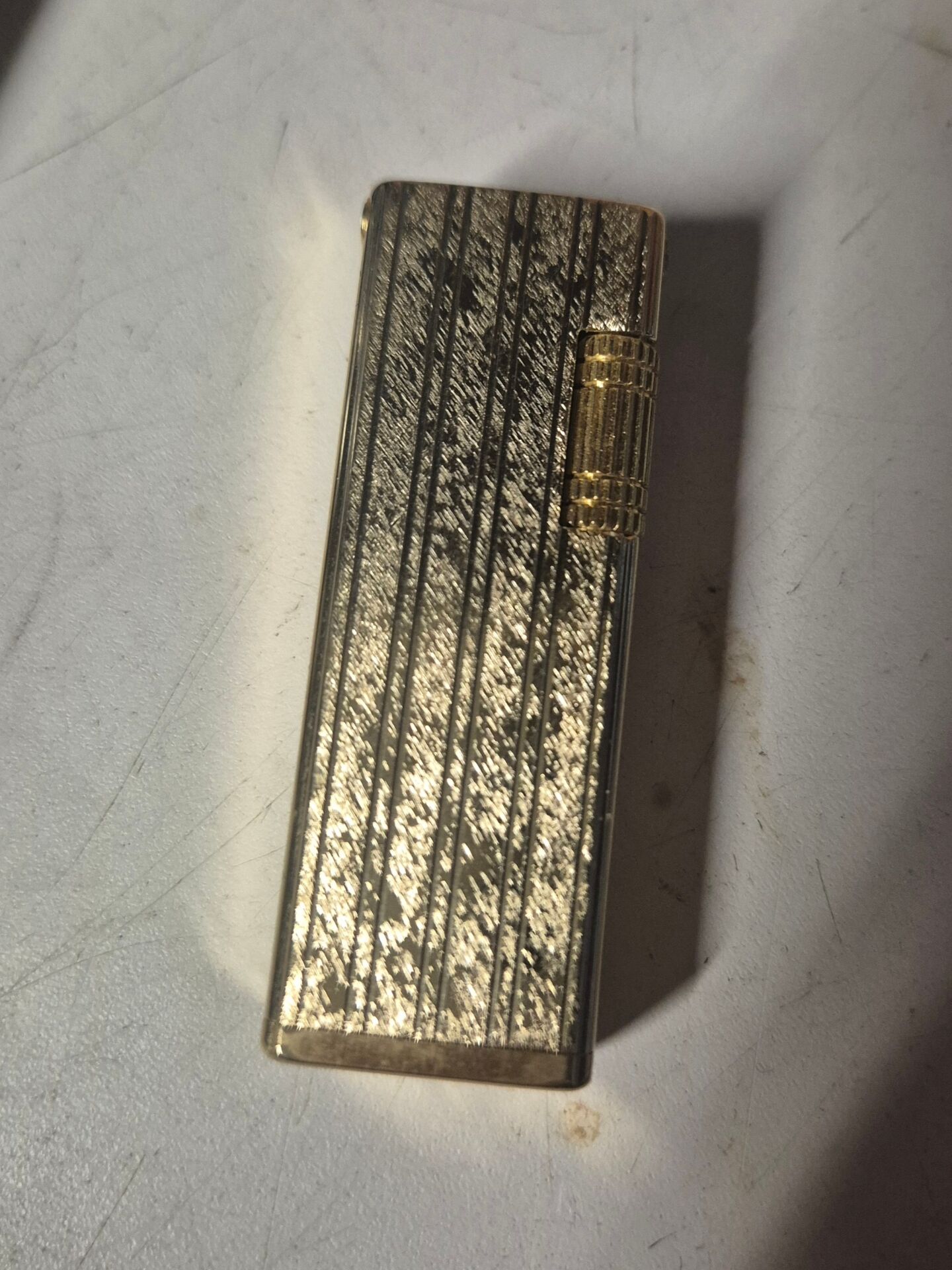 Vintage Scorpio gas lighter in its collector's case.