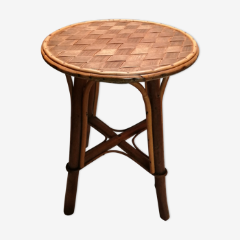 Tabouret en rotin et châtaignier tressé