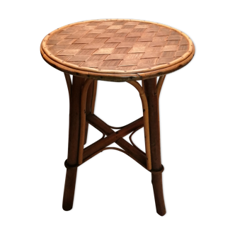 Rattan stool and braided chestnut