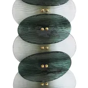 Mid Modern Green And White Murano Glass and Brass Italian Wall Sconces