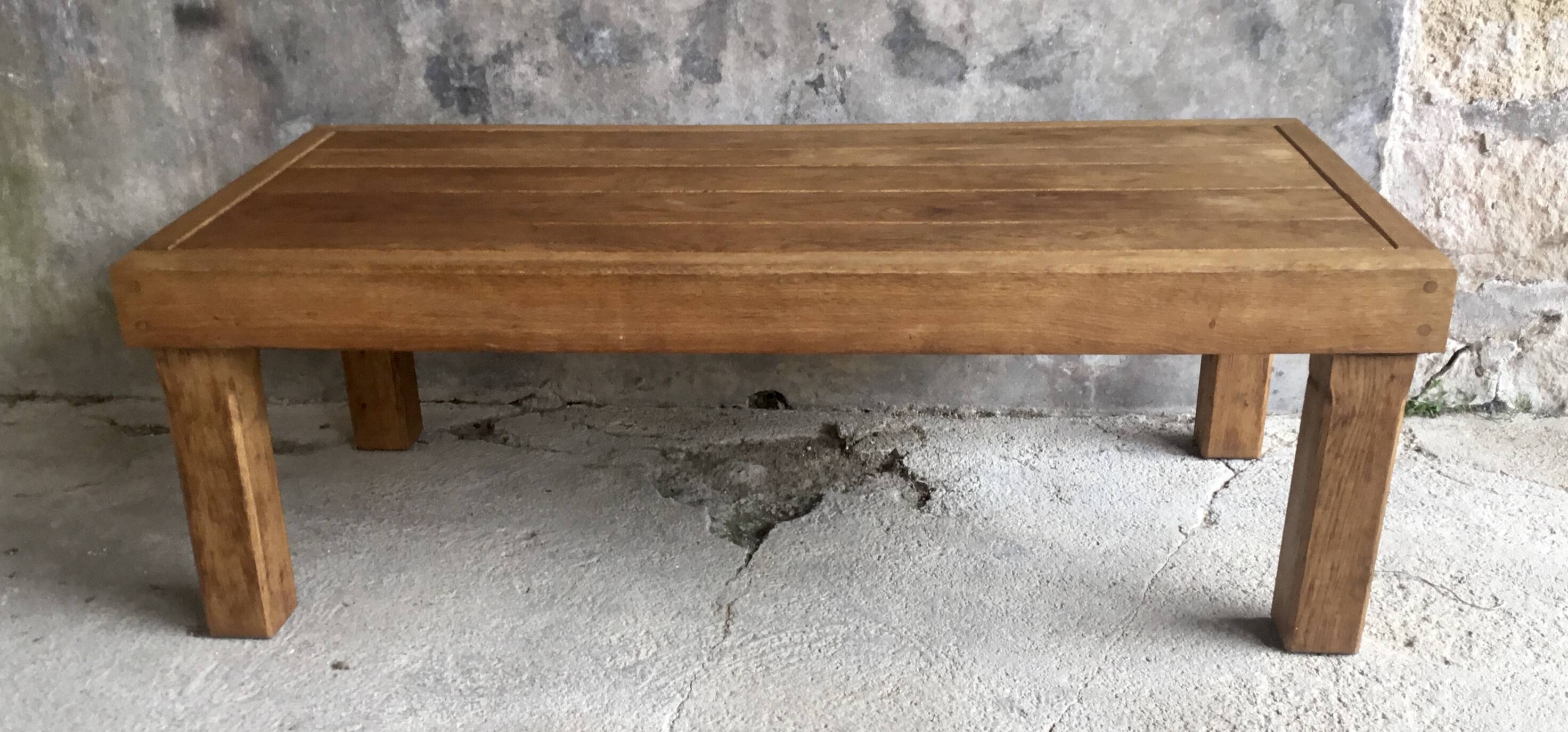 Brutalist rectangular coffee table - vintage 1960s