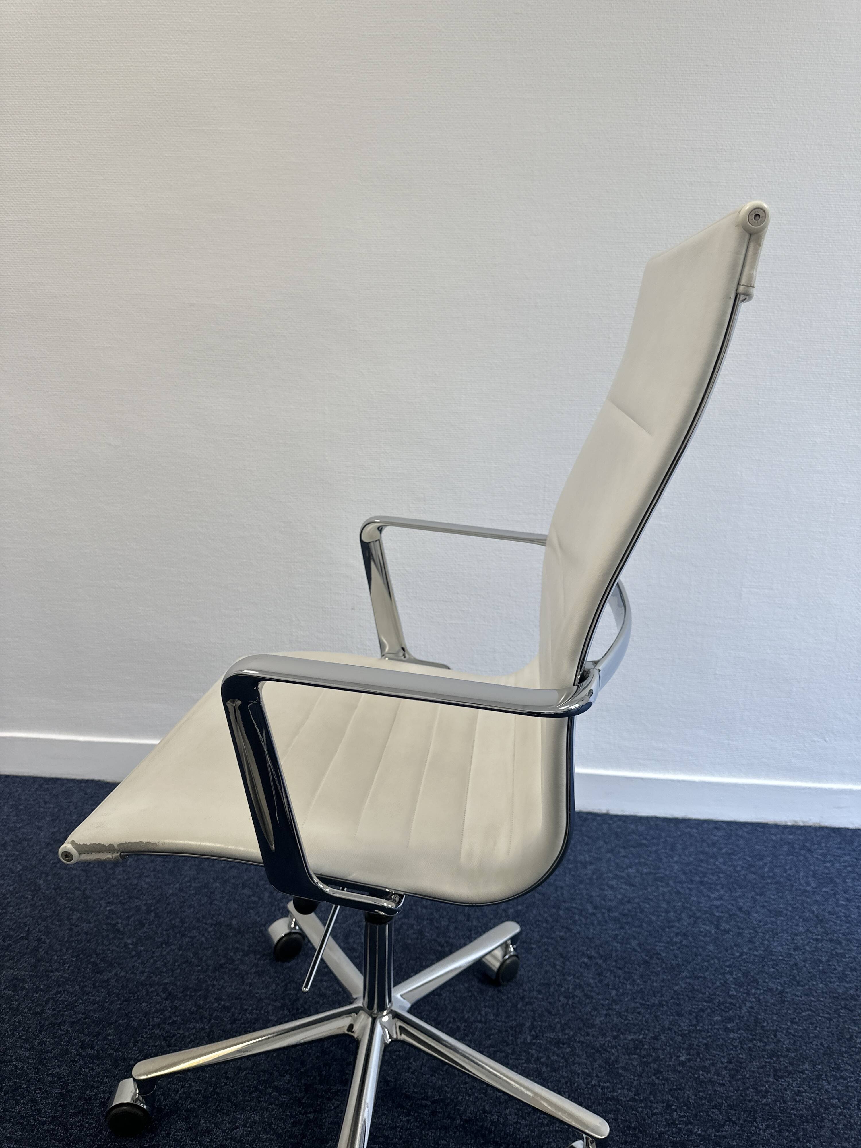 Vintage white leather ICF armchair