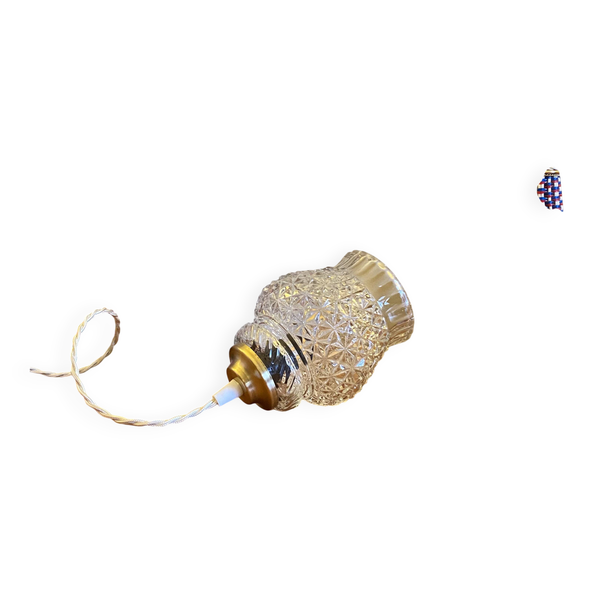 Antique globe pendant lamp with transparent glass and brass suspension claw LAMP-7384