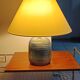 blue glazed ceramic lamp signed Ferrières 1970