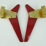 1950s streamline DOOR HANDLES push handles red bakelite and aluminum