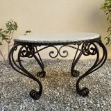Marble and wrought iron coffee table