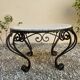 Marble and wrought iron coffee table