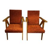 Pair of restored vintage compass armchairs from the 1950s/1960s.
