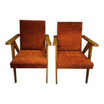 Pair of restored vintage compass armchairs from the 1950s/1960s.