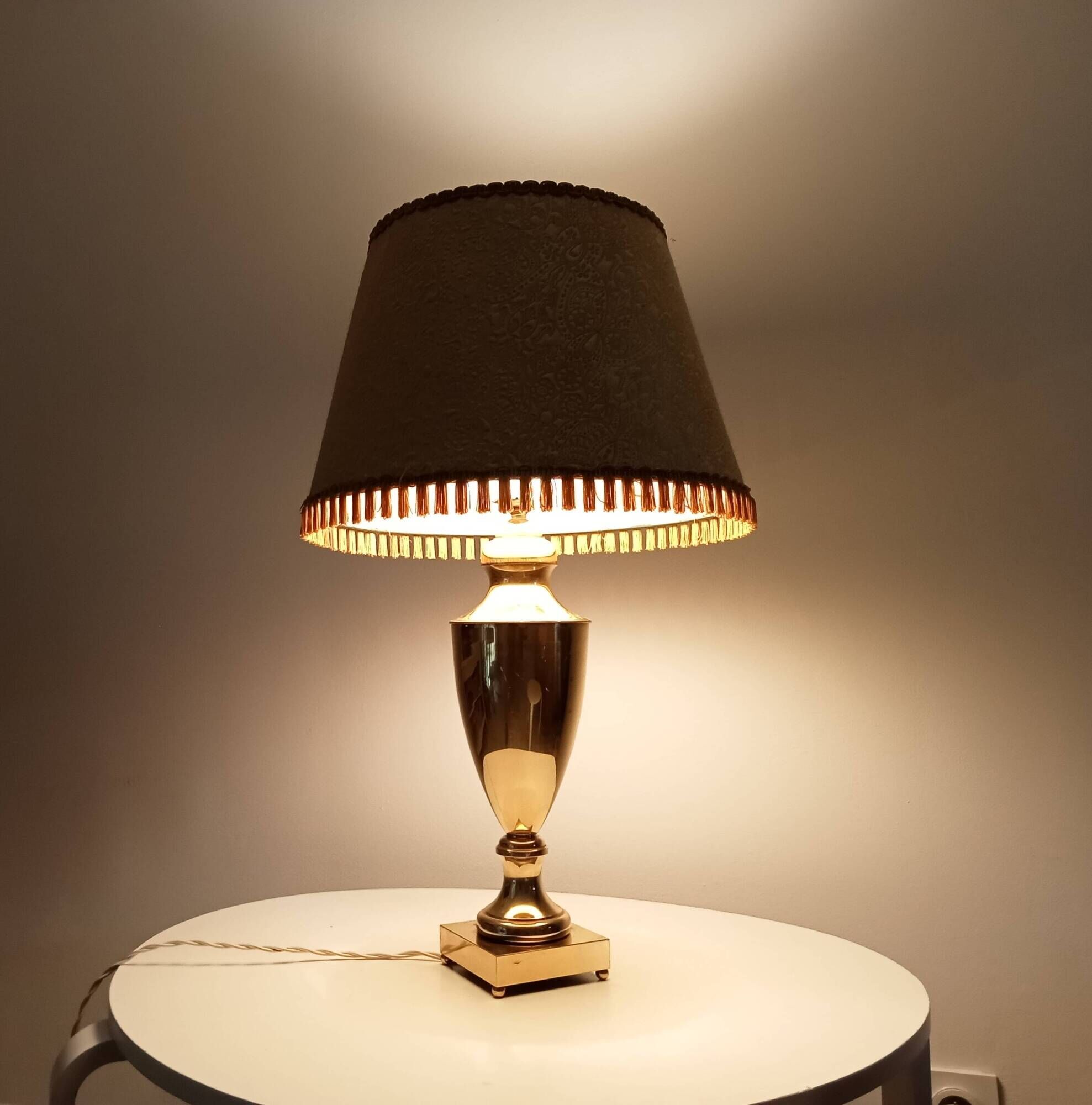 Art deco living room lamp in golden brass from the 1950s