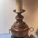 Lamp base baluster shape natural wood, brass, 42 cm socket height