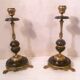 Pair of lion paw candlesticks 19th century napoleon iii in bronze & stone