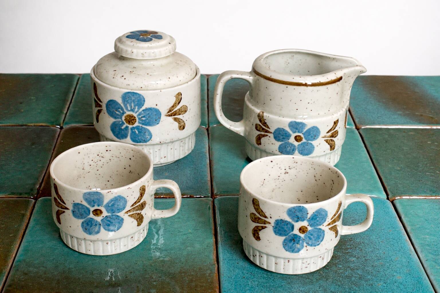 Vintage Bavaria coffee service – porcelain – blue flowers – 24 pieces – 70s