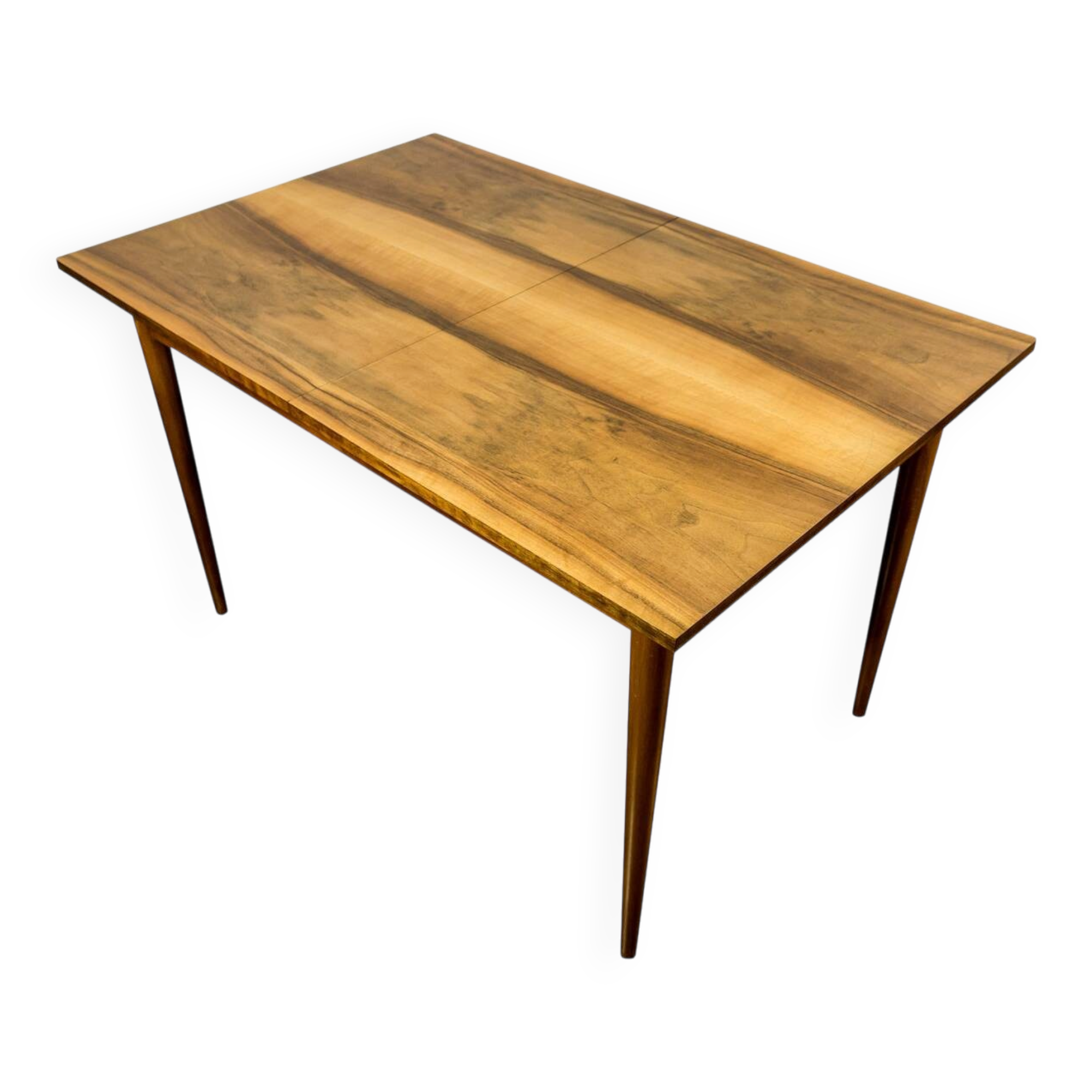 Table à manger extensible de style mid-century en noyer, années 1960