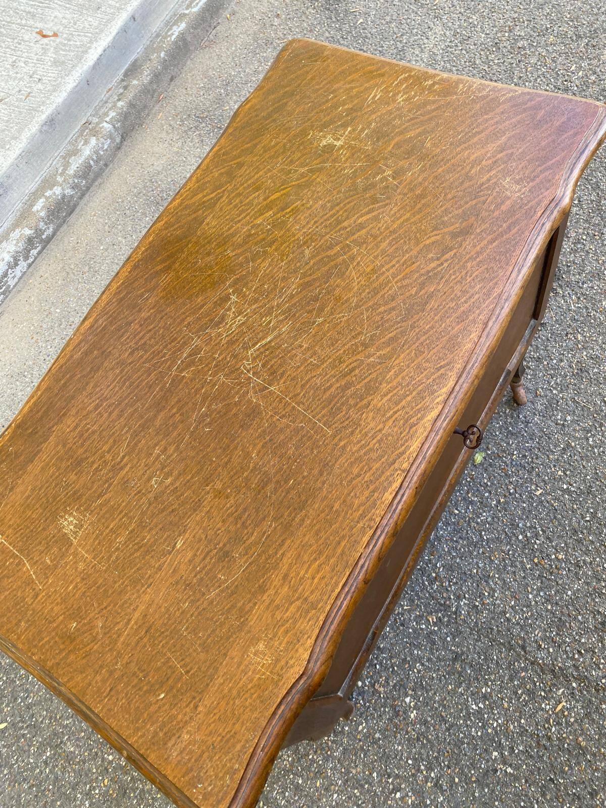 Vintage side table with drop leaf & wheels in Louis XV style