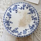 Vintage porcelain pedestal plate Dresden - Blue and white floral pattern