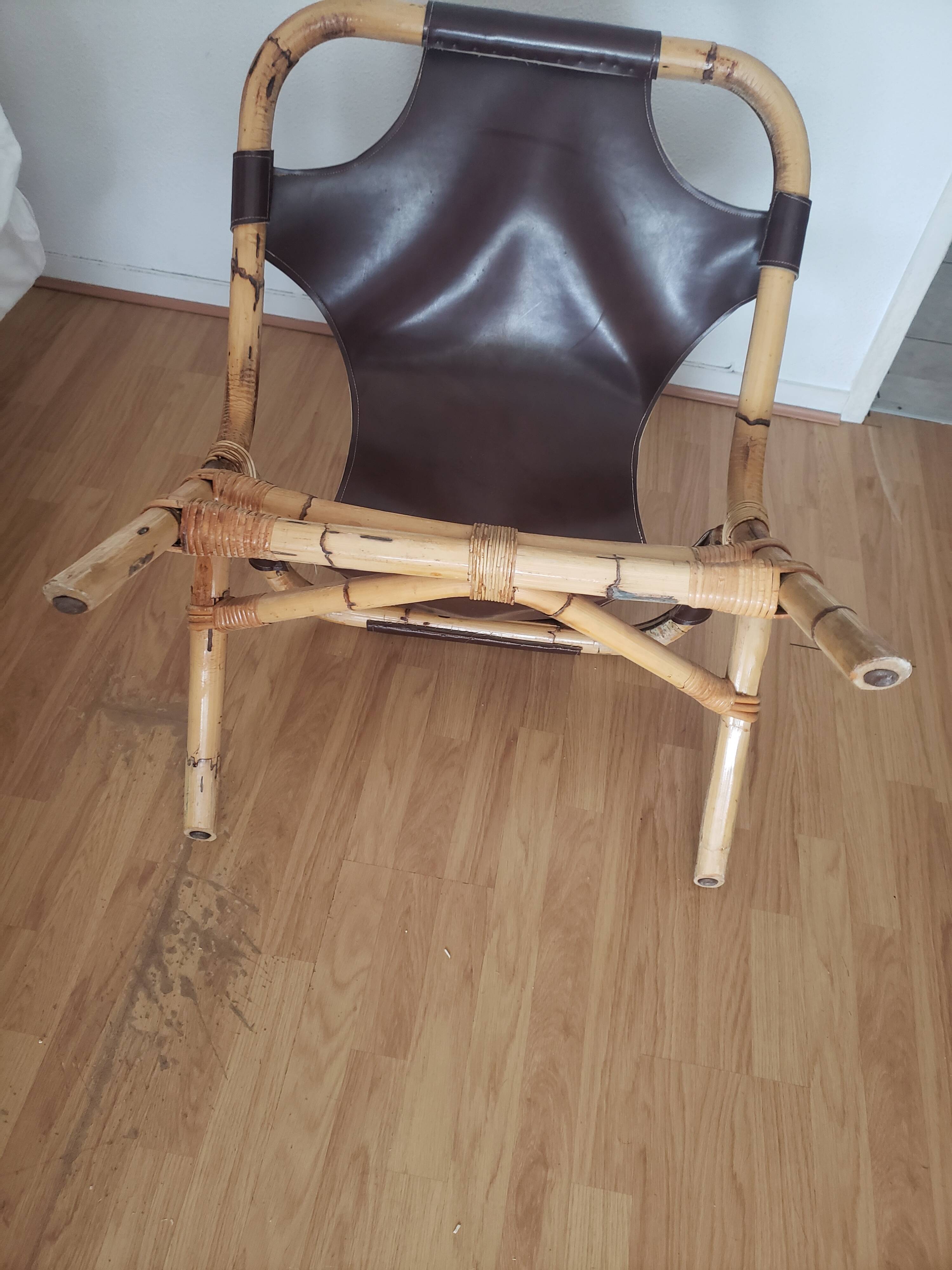 Rohe Noordworld 60s bamboo leather armchair