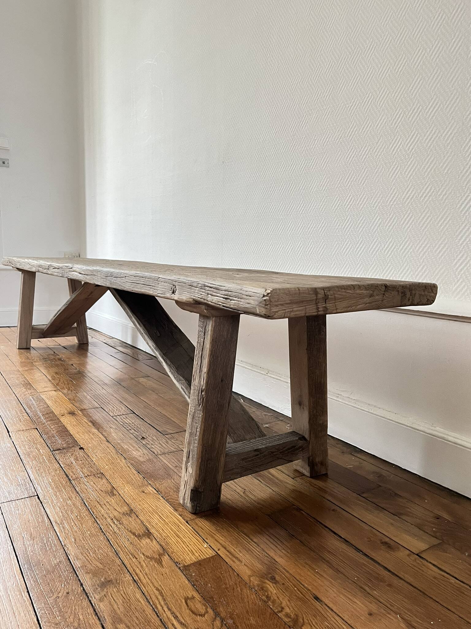 Millau bench solid oak antique - 200 cm