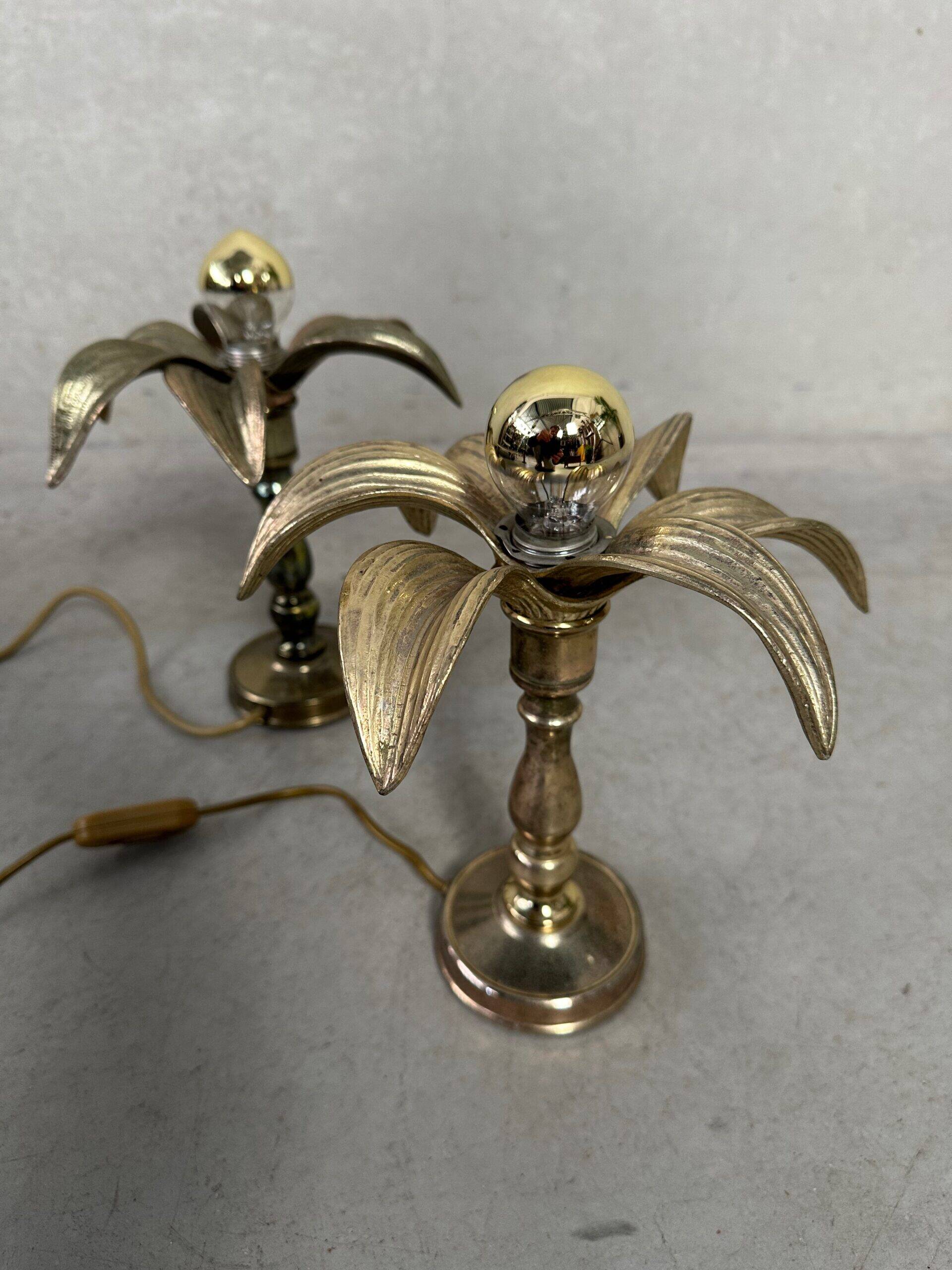 Lampe de table vintage en palmier – Willy Daro pour Massive – années 1970