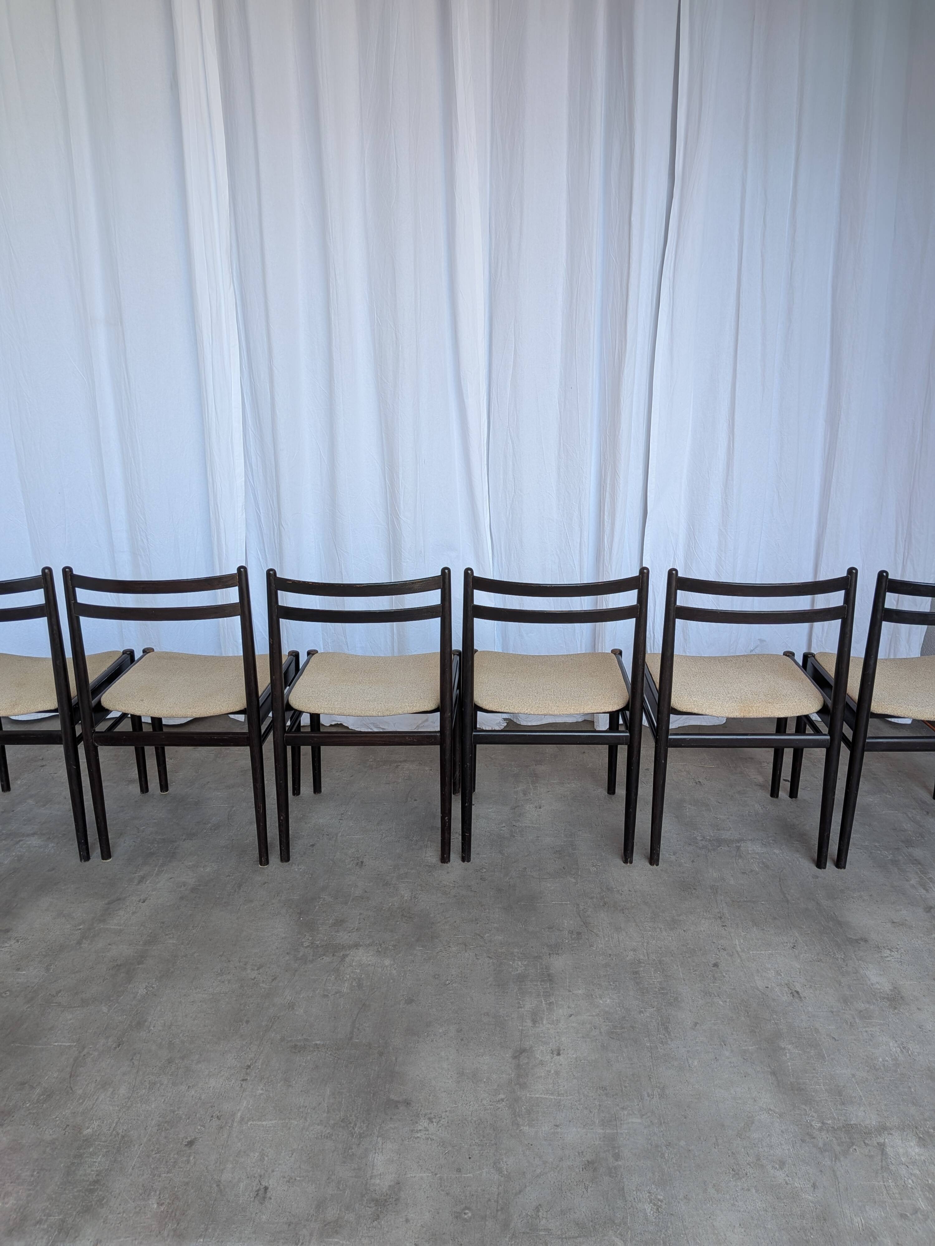 Ensemble de 6 chaises de salle à manger en bois de hêtre vintage / Style scandinave des années 50