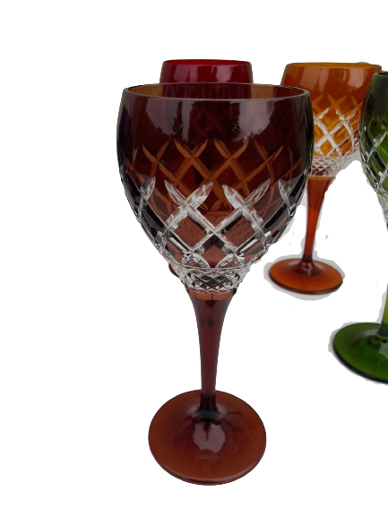 6 crystal wine glasses