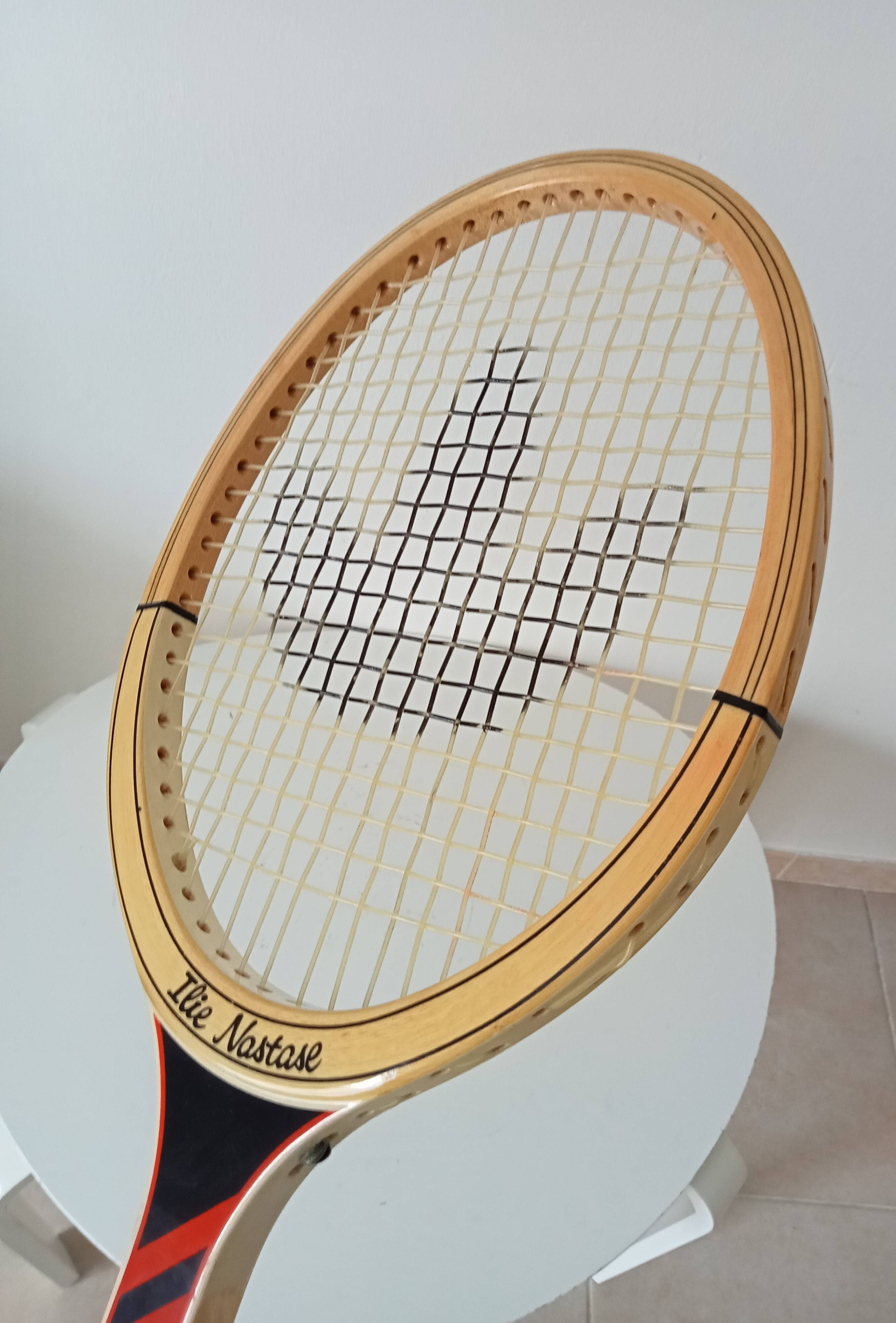 Vintage wooden tennis racket Ilie Nastase Adidas
