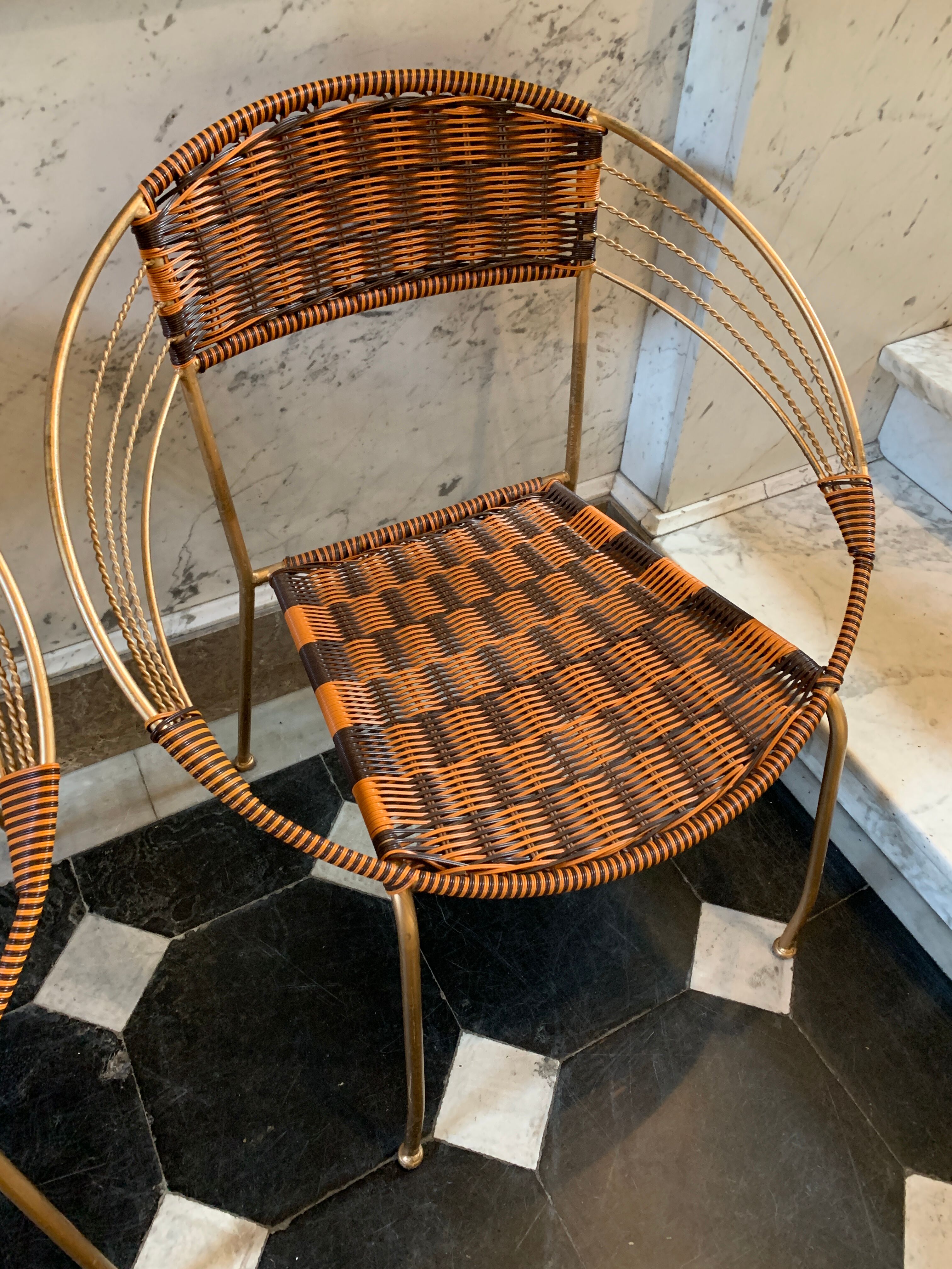 Series of 6 garden armchairs and patio Scoubidou', Italian Vintage Design 1950s