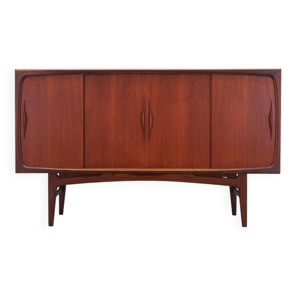 Buffet haut en teck, design danois, années 1970, fabrication : Danemark